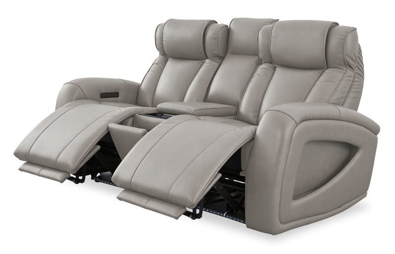 Causeuse à inclinaison électrique Titan de Shaquille O’Neal Home de 81 po en cuir véritable avec confort Shaq-o-pedic - ardoise 