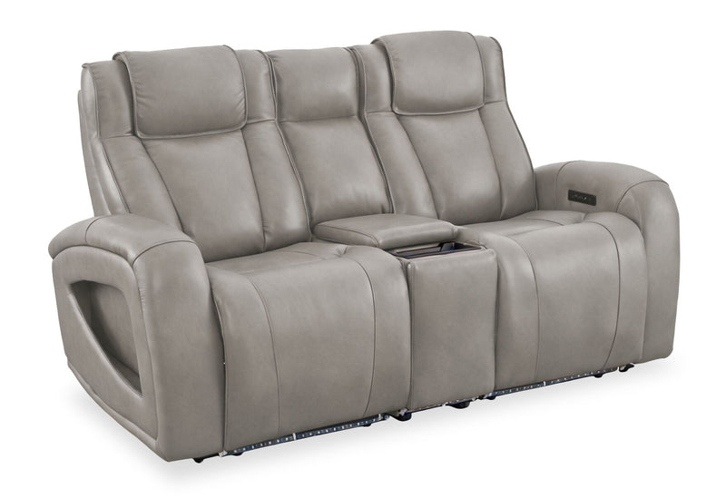 Causeuse à inclinaison électrique Titan de Shaquille O’Neal Home de 81 po en cuir véritable avec confort Shaq-o-pedic - ardoise 