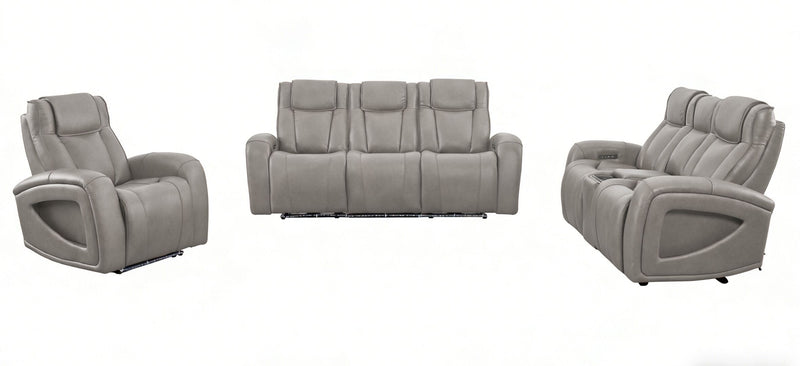 Causeuse à inclinaison électrique Titan de Shaquille O’Neal Home de 81 po en cuir véritable avec confort Shaq-o-pedic - ardoise 