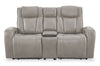 Causeuse à inclinaison électrique Titan de Shaquille O’Neal Home de 81 po en cuir véritable avec confort Shaq-o-pedic - ardoise 