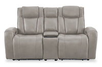 Causeuse à inclinaison électrique Titan de Shaquille O’Neal Home de 81 po en cuir véritable avec confort Shaq-o-pedic - ardoise