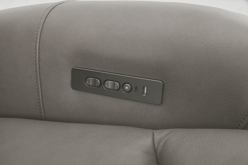 Sofa à inclinaison électrique Titan de Shaquille O’Neal Home de 92 po en cuir véritable avec confort Shaq-o-pedic - ardoise 