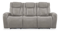  Sofa à inclinaison électrique Titan de Shaquille O’Neal Home de 92 po en cuir véritable avec confort Shaq-o-pedic - ardoise