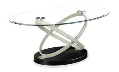 Vikki 48" Modern Oval Glass Top Coffee Table - Glass with Metal Base|Table à café ovale moderne Vikki de 48 po avec dessus en verre - verre avec base en métal