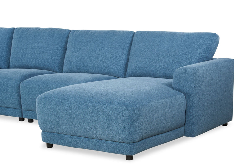 Sofa sectionnel modulaire en forme de U Voyage 4 pièces en tissu avec coussins de dossier amovibles - bleu