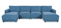 Sofa sectionnel modulaire en forme de U Voyage 4 pièces en tissu avec coussins de dossier amovibles - bleu