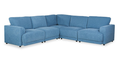 Voyage Modular 5-Piece Fabric Sectional with Removable Back Cushions – Blue | Sofa sectionnel modulaire Voyage 5 pièces en tissu avec coussins de dossier amovibles - bleu