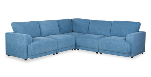  Sofa sectionnel modulaire Voyage 5 pièces en tissu avec coussins de dossier amovibles - bleu