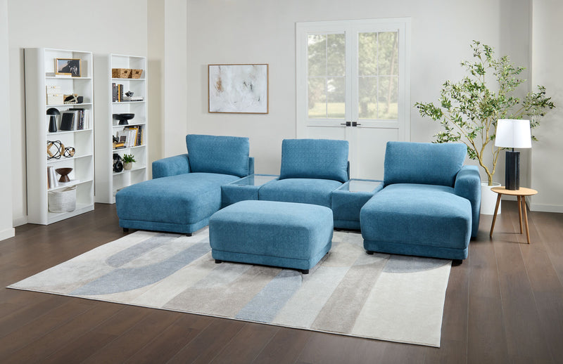 Sofa sectionnel modulaire en forme de U Voyage 4 pièces en tissu avec coussins de dossier amovibles - bleu