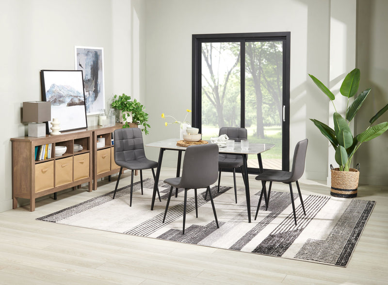 Ensemble de salle à manger Arlo 5 pièces en pierre frittée et métal avec table de 55 po (L) et 4 chaises anthracites - anthracite, gris et noir