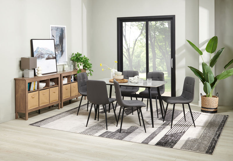 Chaise de salle à manger Arlo en métal avec siège et dossier coussinés capitonnés en tissu - anthracite