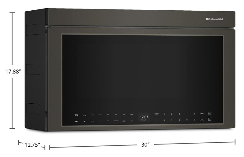 Four à micro-ondes à hotte intégrée intelligent multifonctionnel KitchenAid à installation affleurée - minerai noir - YKMMF530PBE