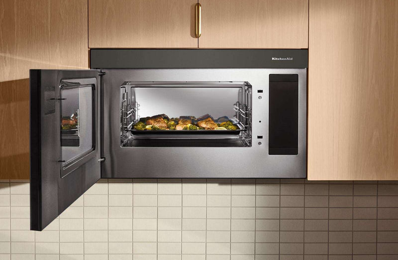 Four à micro-ondes à hotte intégrée intelligent multifonctionnel KitchenAid à installation affleurée - minerai noir - YKMMF530PBE