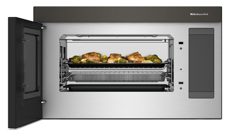 Four à micro-ondes à hotte intégrée intelligent multifonctionnel KitchenAid à installation affleurée - minerai noir - YKMMF530PBE
