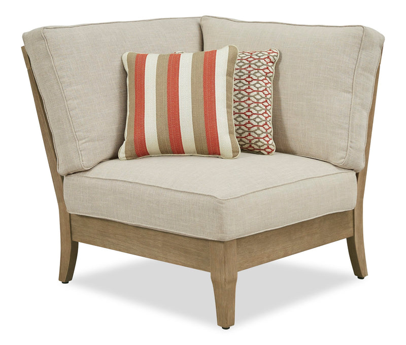 Ensemble Juno 3 pièces pour la terrasse à l’extérieur avec 2 causeuses et un fauteuil en coin, résistant aux intempéries - naturel et beige