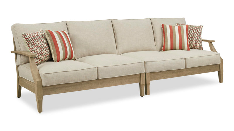 Ensemble Juno 3 pièces pour la terrasse à l’extérieur avec 2 causeuses et un fauteuil en coin, résistant aux intempéries - naturel et beige