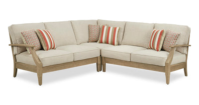 Juno 3-Piece Outdoor Patio Set with 2 Loveseats & Corner Chair - Weather Resistant - Natural/Beige | Ensemble Juno 3 pièces pour la terrasse à l’extérieur avec 2 causeuses et un fauteuil en coin, résistant aux intempéries - naturel et beige