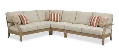 Juno 4-Piece Outdoor Patio Set with 2 Loveseats, Corner Chair & Armless Chair - Natural/Beige | Ensemble Juno 4 pièces pour la terrasse à l’extérieur avec 2 causeuses, un fauteuil en coin et un fauteuil sans accoudoirs - naturel et beige