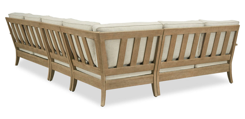 Ensemble Juno 4 pièces pour la terrasse à l’extérieur avec 2 causeuses, un fauteuil en coin et un fauteuil sans accoudoirs - naturel et beige
