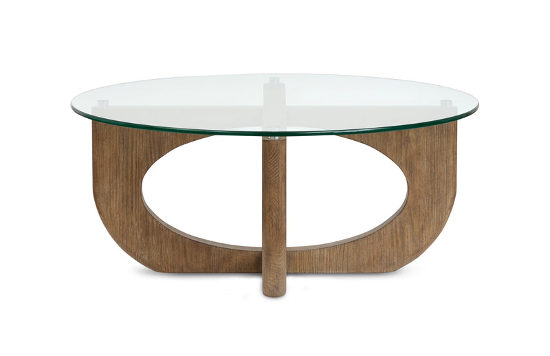 Table à café Kerwin de 40 po avec dessus en verre - amande