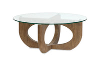  Table à café Kerwin de 40 po avec dessus en verre - amande