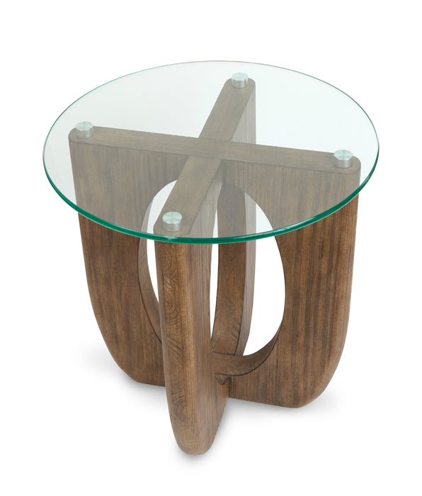 Table de bout Kerwin de 22 po avec dessus en verre - amande