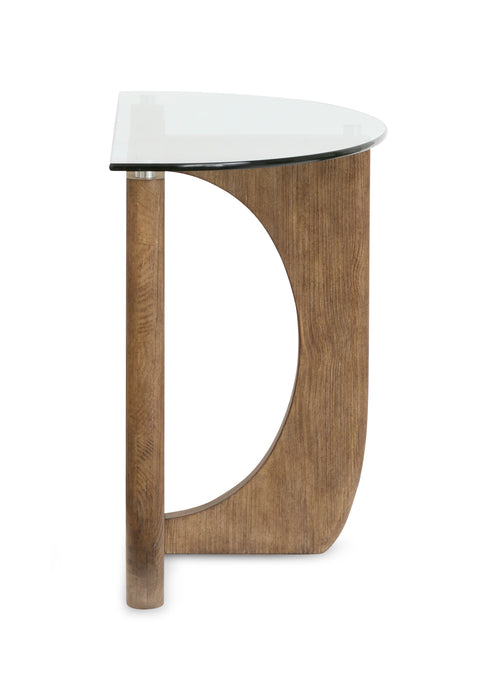 Table de salon Kerwin de 52 po avec dessus en verre - amande