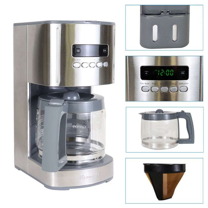 Cafetière programmable Kenmore de 12 tasses avec gestion de l’arôme et affichage numérique - KKCM12S