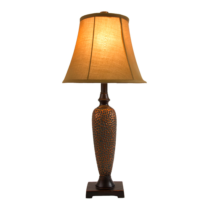 Ensemble 3 pièces Elegant Designs de 2 lampes de table et de 1 lampe à pied - bronze martelé