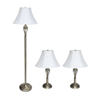 Ensemble 3 pièces Elegant Designs de 2 lampes de table et de 1 lampe à pied - laiton antique