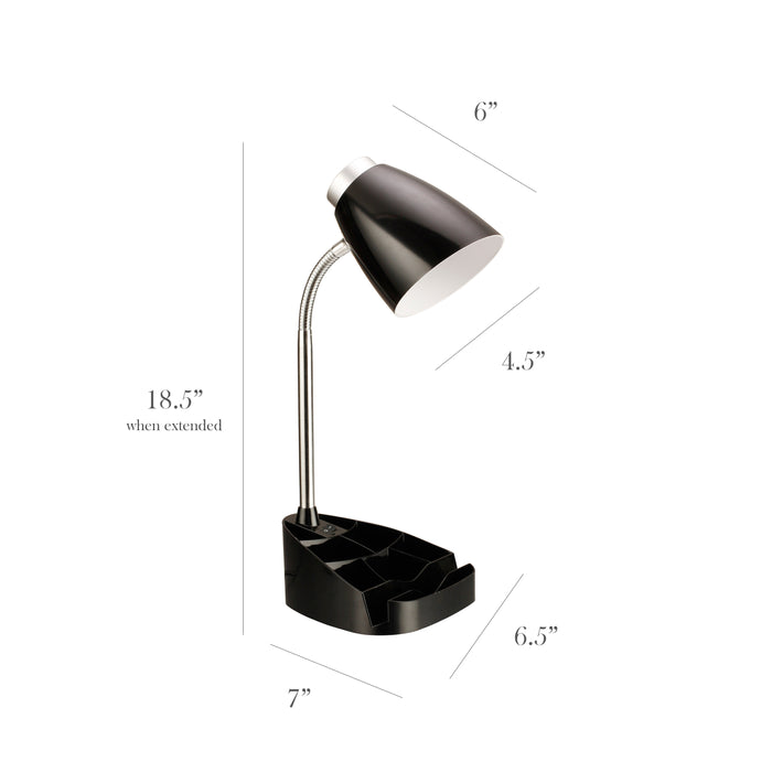 Lampe de bureau à col de cygne de Limelights avec support pour livre ou iPad - noire