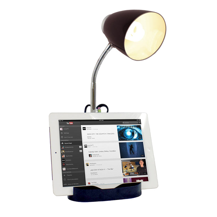 Lampe de bureau à col de cygne de Limelights avec support pour livre ou iPad - noire