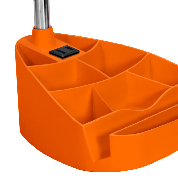Lampe de bureau à col de cygne de Limelights avec support pour iPad et prise électrique - orange