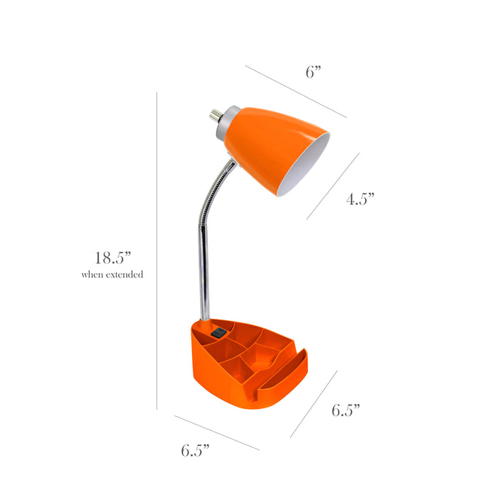 Lampe de bureau à col de cygne de Limelights avec support pour iPad et prise électrique - orange