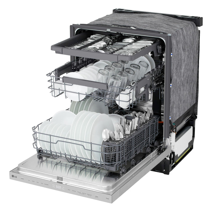 Lave-vaisselle FlushFitMC de LG de 23,75 po et de 46 dBA avec commandes sur le dessus et 3e panier - acier inoxydable - LDNPQ445S