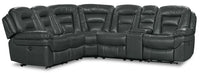  Sofa sectionnel à inclinaison électrique Leo 6 pièces en tissu d’apparence cuir avec console de rangement et 2 porte-gobelets - gris