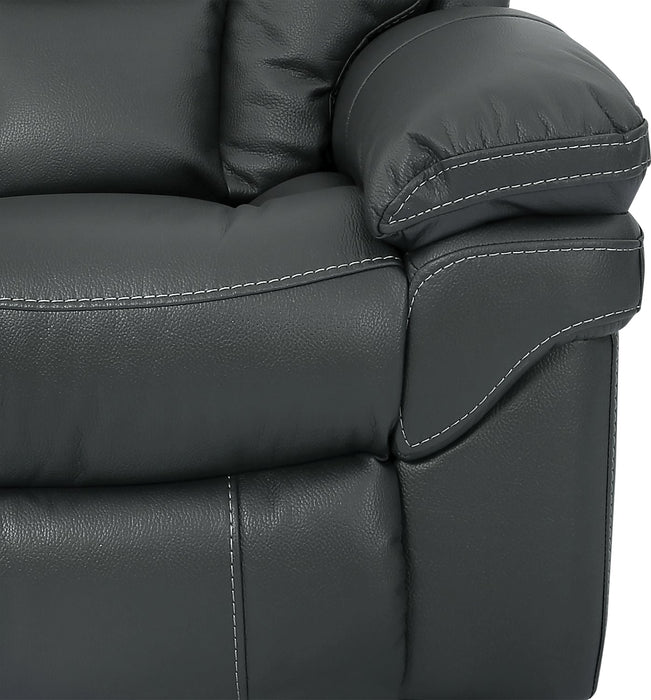 Sofa sectionnel inclinable Leo 5 pièces en tissu d’apparence cuir avec console de rangement et 2 porte-gobelets - gris
