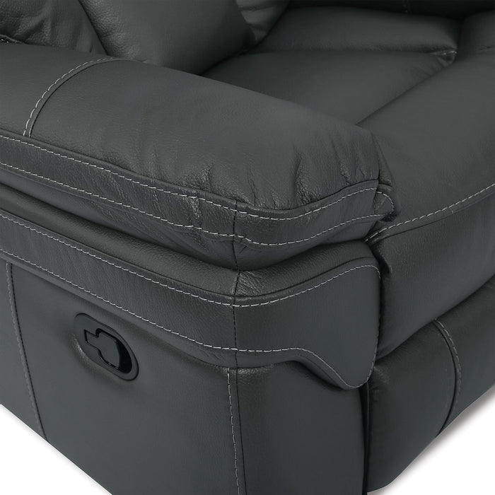 Sofa sectionnel inclinable Leo 5 pièces en tissu d’apparence cuir avec console de rangement et 2 porte-gobelets - gris