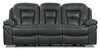 Sofa à inclinaison électrique Leo de 87,5 po en tissu d’apparence cuir - gris