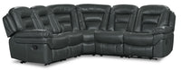  Sofa sectionnel inclinable Leo 5 pièces en tissu d’apparence cuir - gris