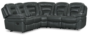 Sofa sectionnel inclinable Leo 5 pièces en tissu d’apparence cuir - gris