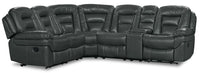 Sofa sectionnel inclinable Leo 6 pièces en tissu d’apparence cuir avec console de rangement et 2 porte-gobelets - gris