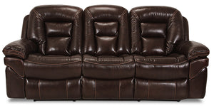 Sofa à inclinaison électrique Leo de 87,5 po en cuir véritable - brun noyer
