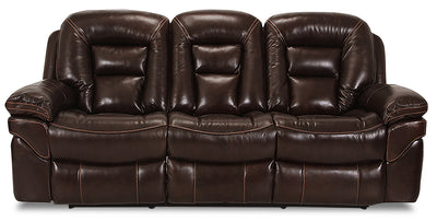 Leo 87.5" Genuine Leather Power Reclining Sofa - Walnut Brown | Sofa à inclinaison électrique Leo de 87,5 po en cuir véritable - brun noyer