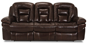 Sofa inclinable Leo de 87,5 po en cuir véritable - brun noyer