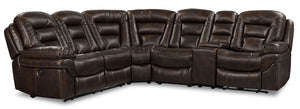 Sofa sectionnel à inclinaison électrique Leo 6 pièces en similicuir - brun noyer