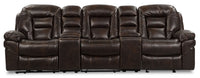  Sofa sectionnel à inclinaison électrique Leo 5 pièces en similicuir avec consoles de rangement et porte-gobelets - brun noyer