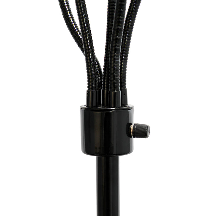 Lampe à pied contemporaine Medusa de Simple Designs de 67 po à plusieurs têtes à 5 ampoules avec col de cygne réglable - noire et blanche