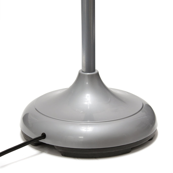 Lampe à pied contemporaine Medusa de Simple Designs de 67 po à plusieurs têtes à 5 ampoules avec col de cygne réglable et abat-jours primaires multicolores - argentée