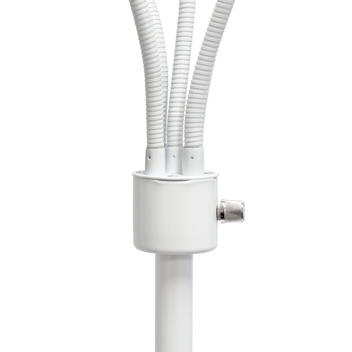 Lampe à pied contemporaine Medusa de Simple Designs de 67 po à plusieurs têtes à 5 ampoules avec col de cygne réglable - rose, blanche et grise